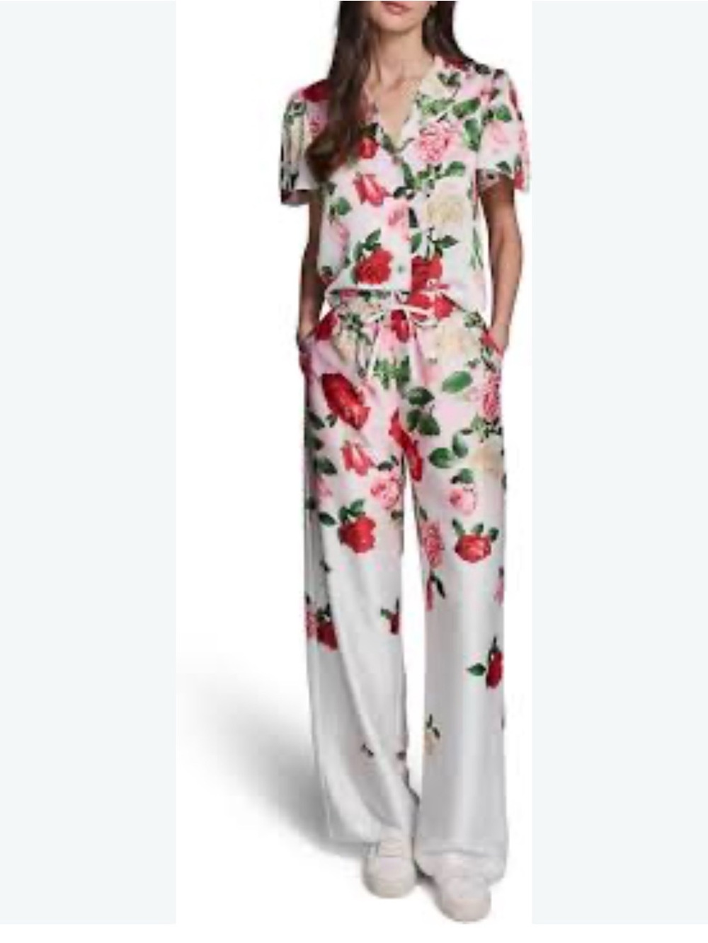 💓 NWT Jackpot Floral Wide-Leg Set Blouse & Pants - Pink Floral